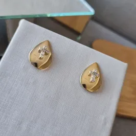 BRINCO OURO GOTA CRUZ