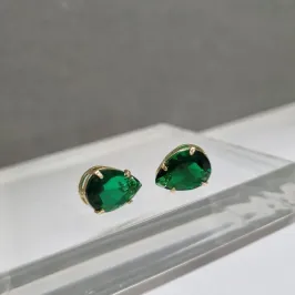 BRINCO OURO GOTA ESMERALDA