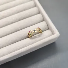 ANEL OURO ENTRELAÇADO COLOR