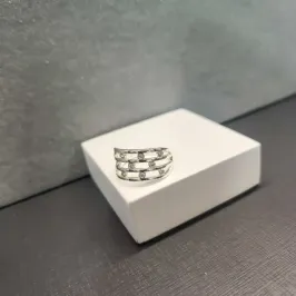 ANEL PRATA 3 FILAS BRANCA