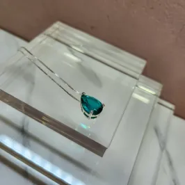 COLAR PRATA GOTA 3 PONTOS TURMALINA