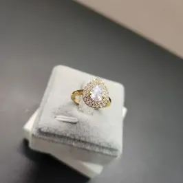 ANEL OURO GOTA CRISTAL