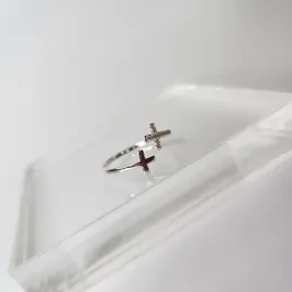 ANEL PRATA AJUSTÁVEL CRUZ