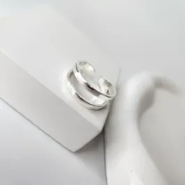 ANEL PRATA AJUSTÁVEL DEDINHO 2 FILAS