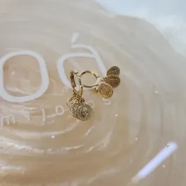 BRINCO OURO ARGOLA TRANQUETA MOEDAS