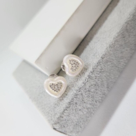 BRINCO PRATA CORAÇÃO MADREPÉROLA V  ZIRC