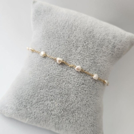 PULSEIRA OURO PÉROLAS CORAÇÃO