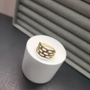 ANEL OURO 3 FILAS COLOR