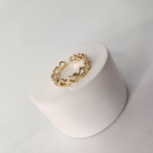 ANEL OURO AJUSTÁVEL CORAÇÕES VAZADOS