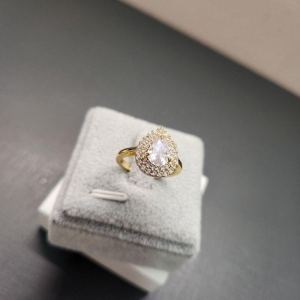 ANEL OURO GOTA CRISTAL