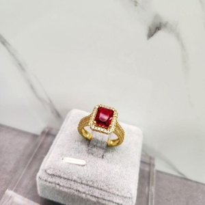 ANEL OURO RUBI QUADR ZIRC