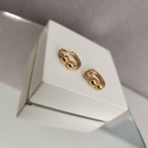 BRINCO OURO ARGOLA ESFERAS L Z