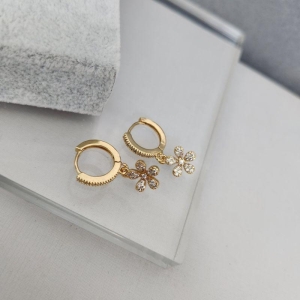 BRINCO OURO ARGOLA FLOR
