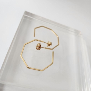 BRINCO OURO ARGOLA OCTAGONAL M