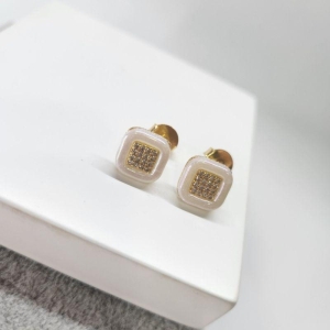 BRINCO OURO QUADRADO MADREPÉROLA V  ZIRC