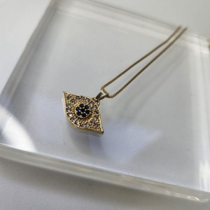 COLAR OURO OLHO ZIRC AZUL