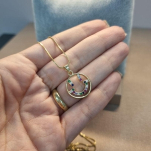 COLAR OURO SMILE RAINBOW