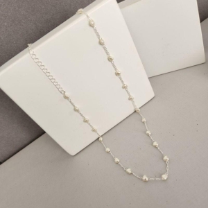 COLAR PRATA PÉROLAS CORAÇÃO