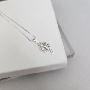 COLAR PRATA TREVO ZIRC