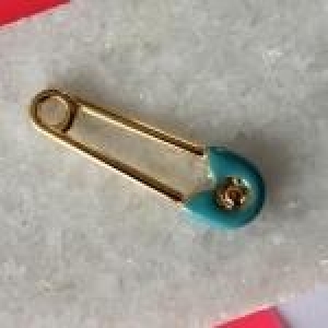 PINGENTE OURO ALFINETE TURQUESA