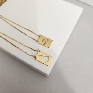 COLAR OURO ESCAPULÁRIO AVE MARIA