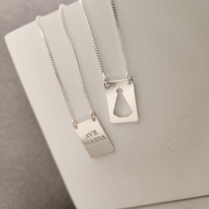 COLAR PRATA ESCAPULÁRIO AVE MARIA