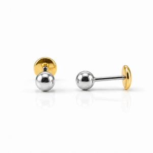 BRINCO PRATA BOLINHA TARRACHA OURO BABY
