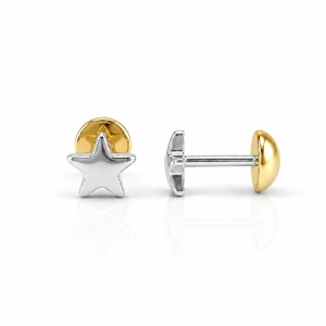 BRINCO PRATA ESTRELA TARRACHA BABY OURO 18K