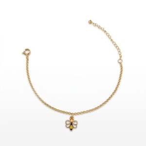 PULSEIRA INFANTIL ABELHINHA BANHADA A OURO 18K
