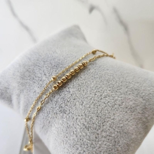 PULSEIRA OURO DUPLA BOLINHAS