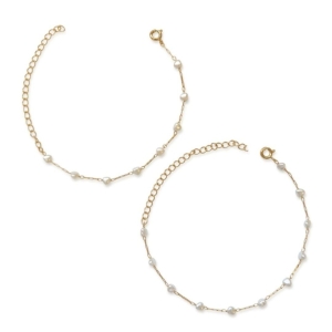 PULSEIRA OURO KIT CORAÇÃO PÉROLA MÃE E FILHA