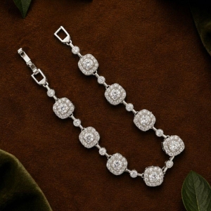 PULSEIRA RÓDIO BRANCO LUXO QUADRADA ZIRCÔNIAS