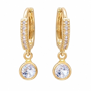 BRINCO OURO ARGOLA ZIRC CRISTAL CIRC M