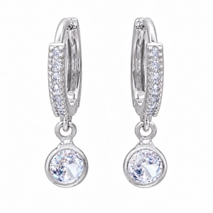 BRINCO PRATA ARGOLA ZIRC CRISTAL CIRC M