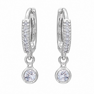 BRINCO PRATA ARGOLA ZIRC CRISTAL CIRC P