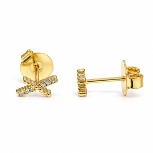 BRINCO OURO RISCO LISO ZIRCÔNIA P