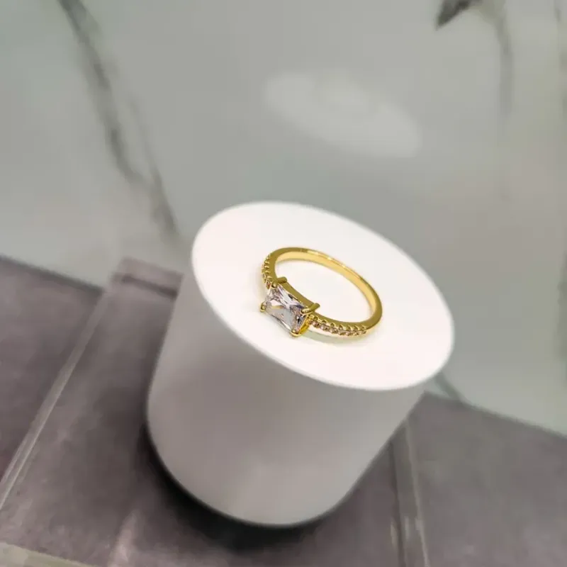 ANEL OURO RETANG CRISTAL