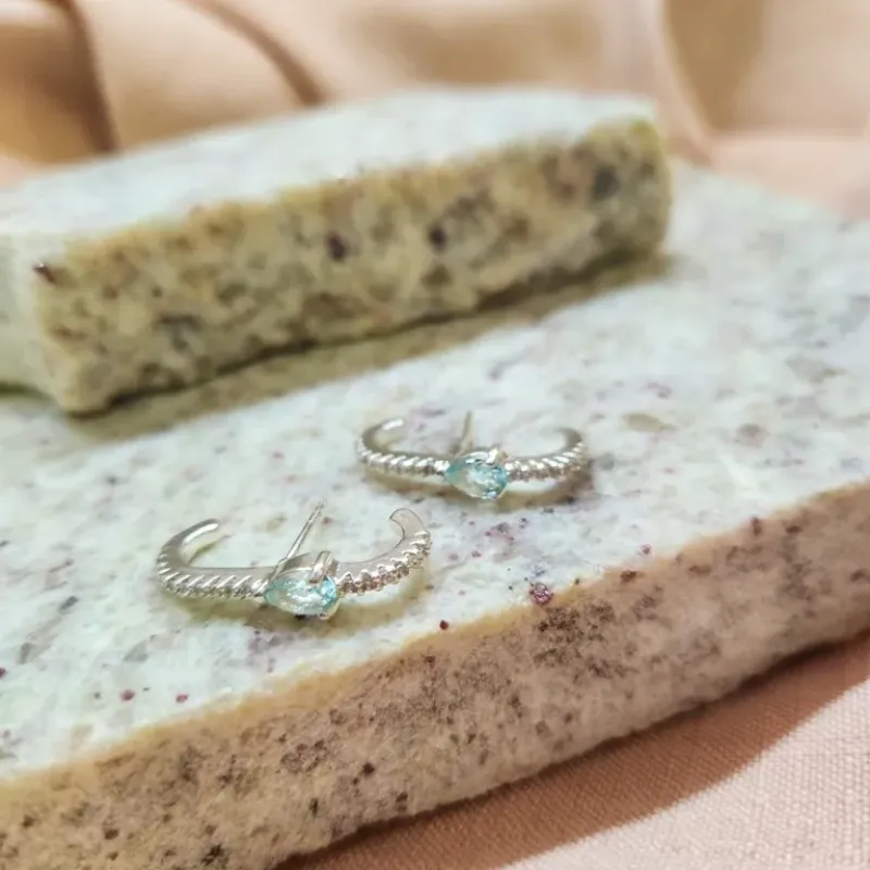 BRINCO EAR HOOK  PRATA ACQUA