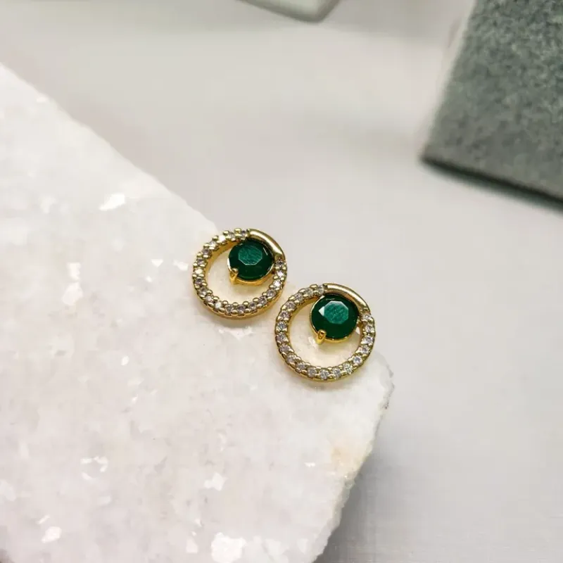 BRINCO OURO CIRC ZIRC ESMERALDA