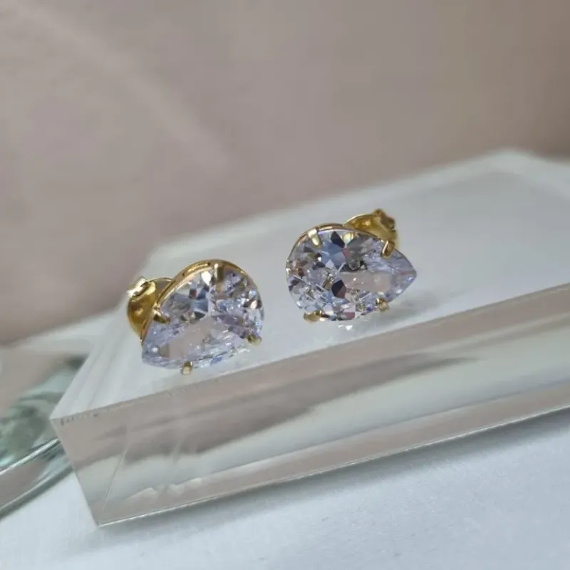 BRINCO OURO GOTA CRISTAL