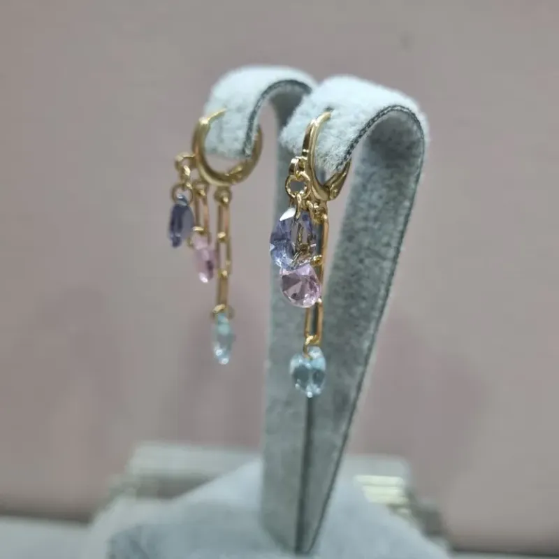 BRINCO OURO TRANQ GOTA COLOR