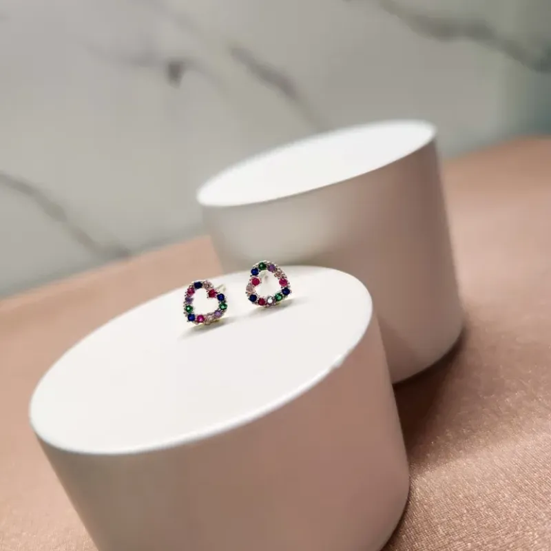 BRINCO PRATA CORAÇÃO COLOR