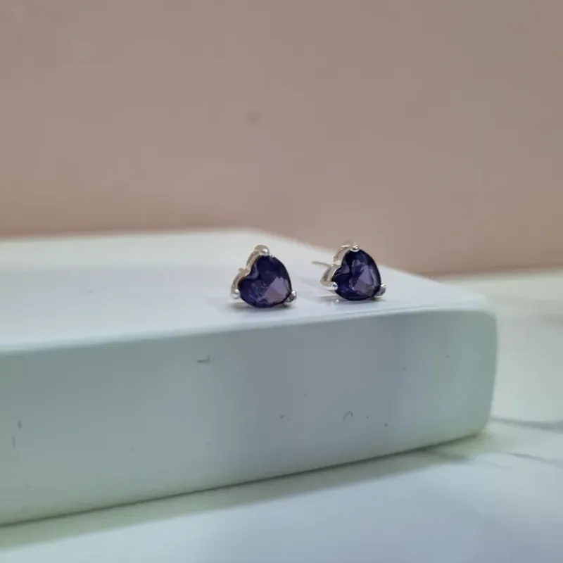 BRINCO PRATA CORAÇÃO TANZANITA B