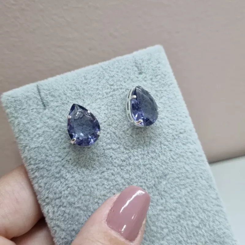 BRINCO PRATA GOTA TANZANITA