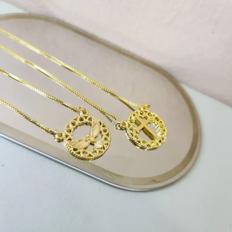 COLAR ESCAPULÁRIO OURO DIV CRUZ