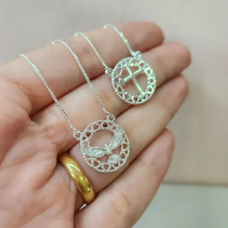 COLAR ESCAPULÁRIO PRATA DIVINO CRUZ