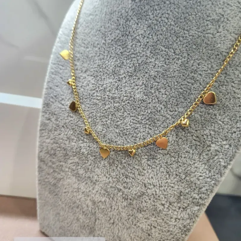 COLAR OURO CHOKER CORAÇÕES CHAP