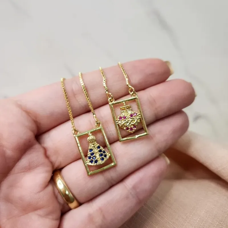 COLAR OURO ESCAP NS CORAÇÃO PINK