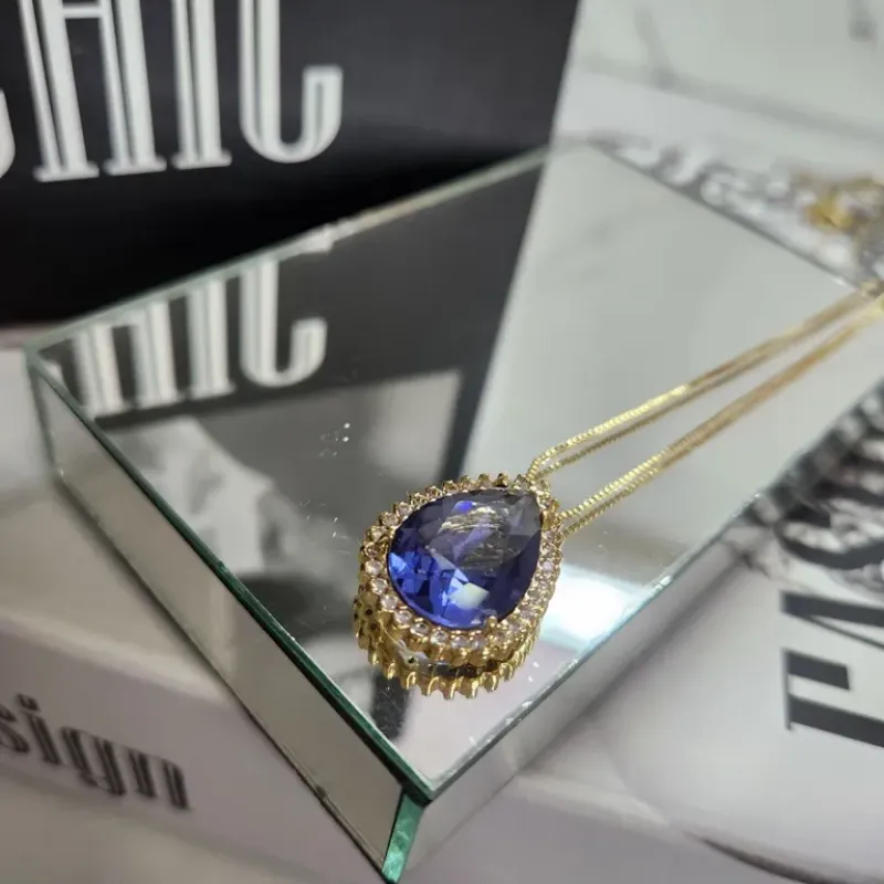 COLAR OURO GOTA Z TANZANITA