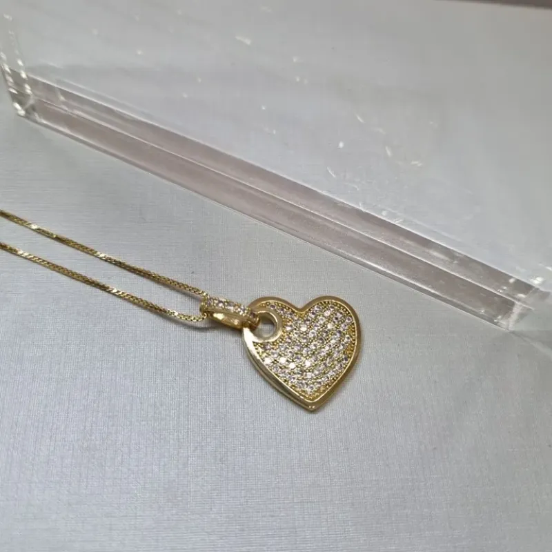 COLAR OURO PING CORAÇÃO ZIRC